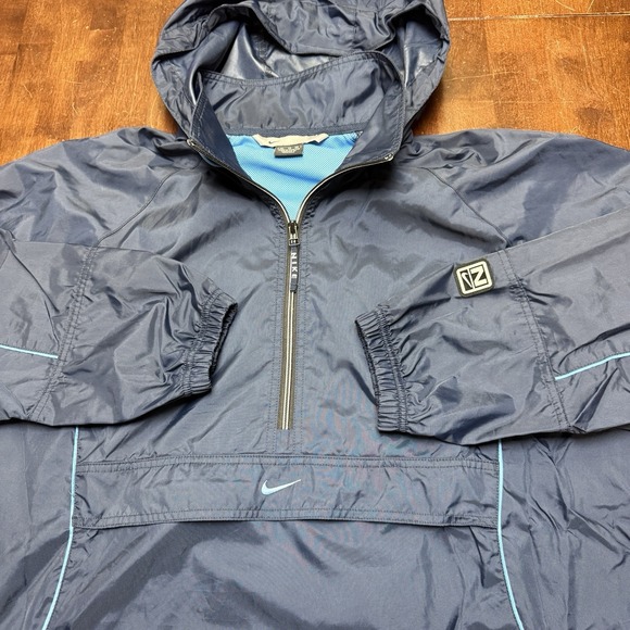 Vintage Nike XL 1/4 Zip Blue Anorak Jacket Technical Mini Center Swoosh  90s Y2K - Picture 1 of 9